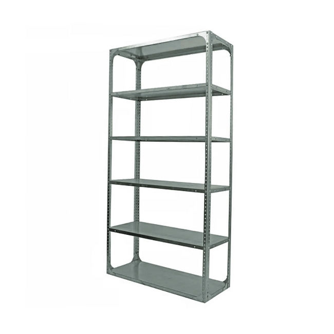Bolted Shelving Steel Bay 6 Shelves - Uni-Angle - Six Shelf Kit - Galvanised - 243.8 x 91.4 x 91.4 cm