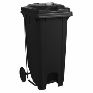 Wheelie Pedal Bin - 120L Foot Operated Pedal Bin - Plastic - Black