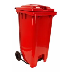 Wheelie Pedal Bin - 240L Foot Operated Pedal Bin - Plastic - Red