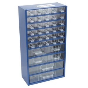 Senator Parts Organiser - Steel Case & Plastic Drawers - 36 Drawers - Transparent - 30.6 x 15.5 x 55.1 cm