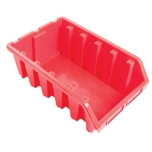 Matlock Plastic Storage Bin - Wall Mountable & Stackable - Label Holder - 33 x 50 x 18.7 cm - Red