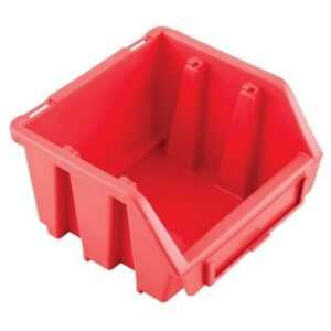 Matlock Plastic Storage Bin - Wall Mountable & Stackable - Label Holder - 11.6 x 11.2 x 7.5 cm - Red