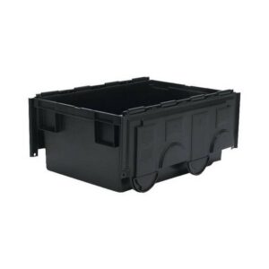 Matlock Euro Container with Lid - Plastic ALC - Heavy-Duty - 60 x 40 x 26.5 cm - Black - 49.5L - Nestable & Stackable