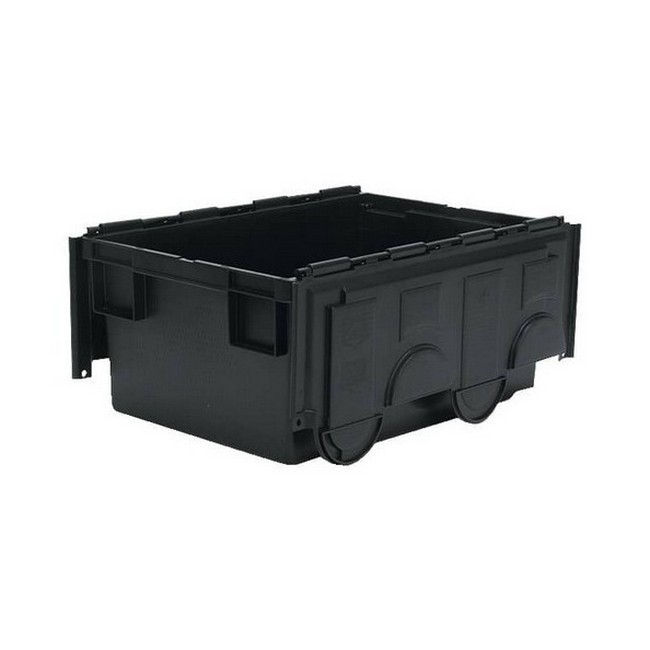 Matlock Euro Container with Lid - Plastic ALC - Heavy-Duty - 60 x 40 x 26.5 cm - Black - 49.5L - Nestable & Stackable