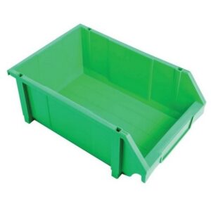 Matlock Plastic Louvre Panel Bin - Stack and Hang Container - Interlocking Design - 28 x 42.5 x 18.4 cm - Green