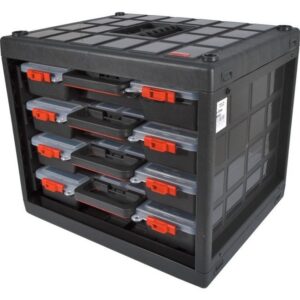 Kennedy Small Parts Organiser Case - Plastic Case & Drawers - 4 Stackable Cases - Translucent Lids - 42.5 x 37.5 x 35 cm
