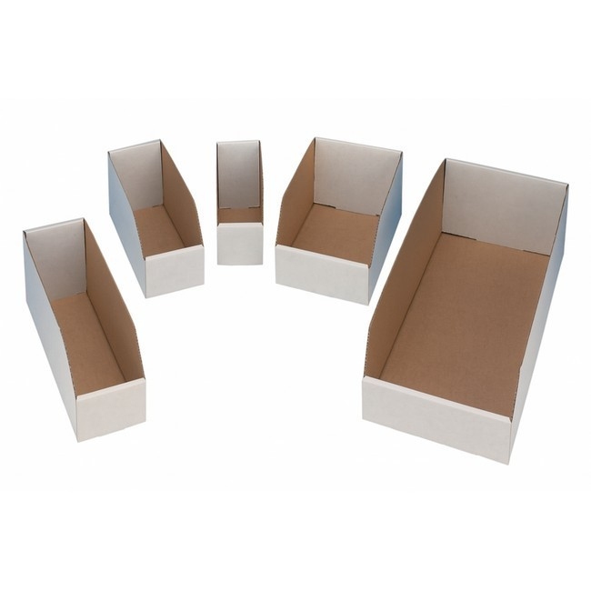 Avon Cardboard Storage Bins - 15.2 x 22.8 x 11.5 cm - White - Writable Panel - Pack of 50