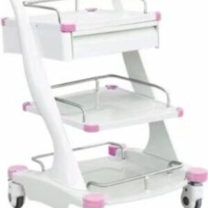 Treatment Trolley 3 Tier – Pink with Detachable Guardrail