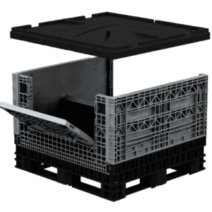Collapsible Bin 34″ One Drop Door and Lid – 1140 X 1220 X 865H