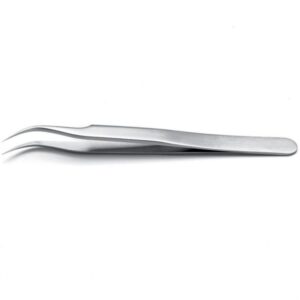 Ideal-tek High Precision Tweezers for Biology 120 mm Type 7.DX, Very Fine Tip, Curved, Stainless Steel, Anti-Magnetic
