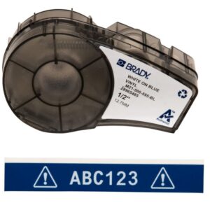 Brady Labels M21-500-595-BL 12.7 x 6.4 m, White on Blue, Self-Adhesive, Box of 6.4 m