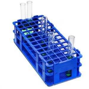 Bel-Art Test Tube Rack 60 Places, D: 16 mm, 5 x 12, Blue, Autoclavable, Pack of 8