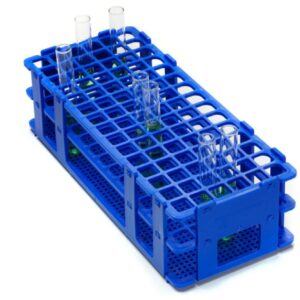 Bel-Art Test Tube Rack 90 Places, D: 13 mm, 6 x 15, Blue, Autoclavable