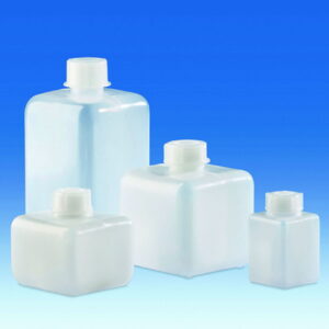 VITLAB Narrow Mouth Bottle 250 ml PE-HD 80 x 80 mm Square GL 28 with PP Screw Cap