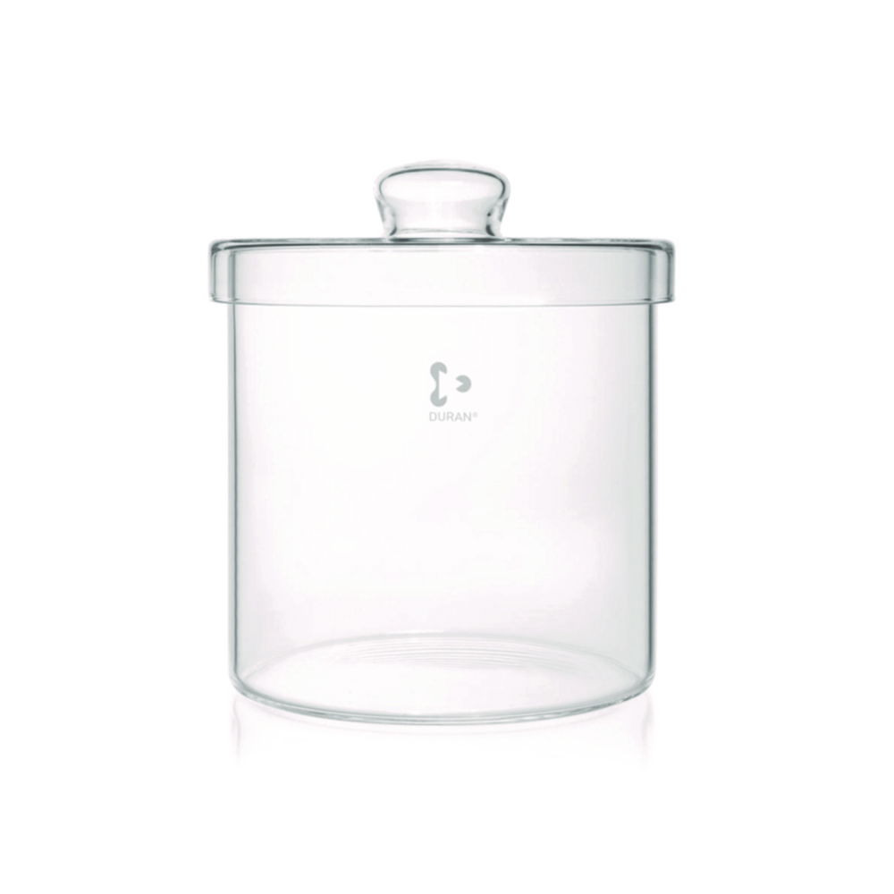 DWK Duran Cylinder 210 x 210 mm – Glass Cylinder with Knob Lid for Laboratory Use