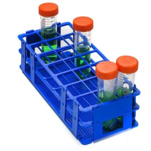 Bel-Art Test Tube Rack 21 Places, D: 30 mm, 3 x 7, Blue, Autoclavable, Pack of 8