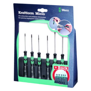 Aug. Hülden Mini Screwdriver Set Wera 2035/6B 6-parts, 0.4–4.0 mm, PH0, PH1, in Case