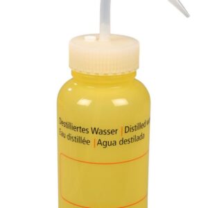 Bürkle LeakProof Wash Bottle 500 ml, LDPE, "Dest. Water" Printing in German, English, and French