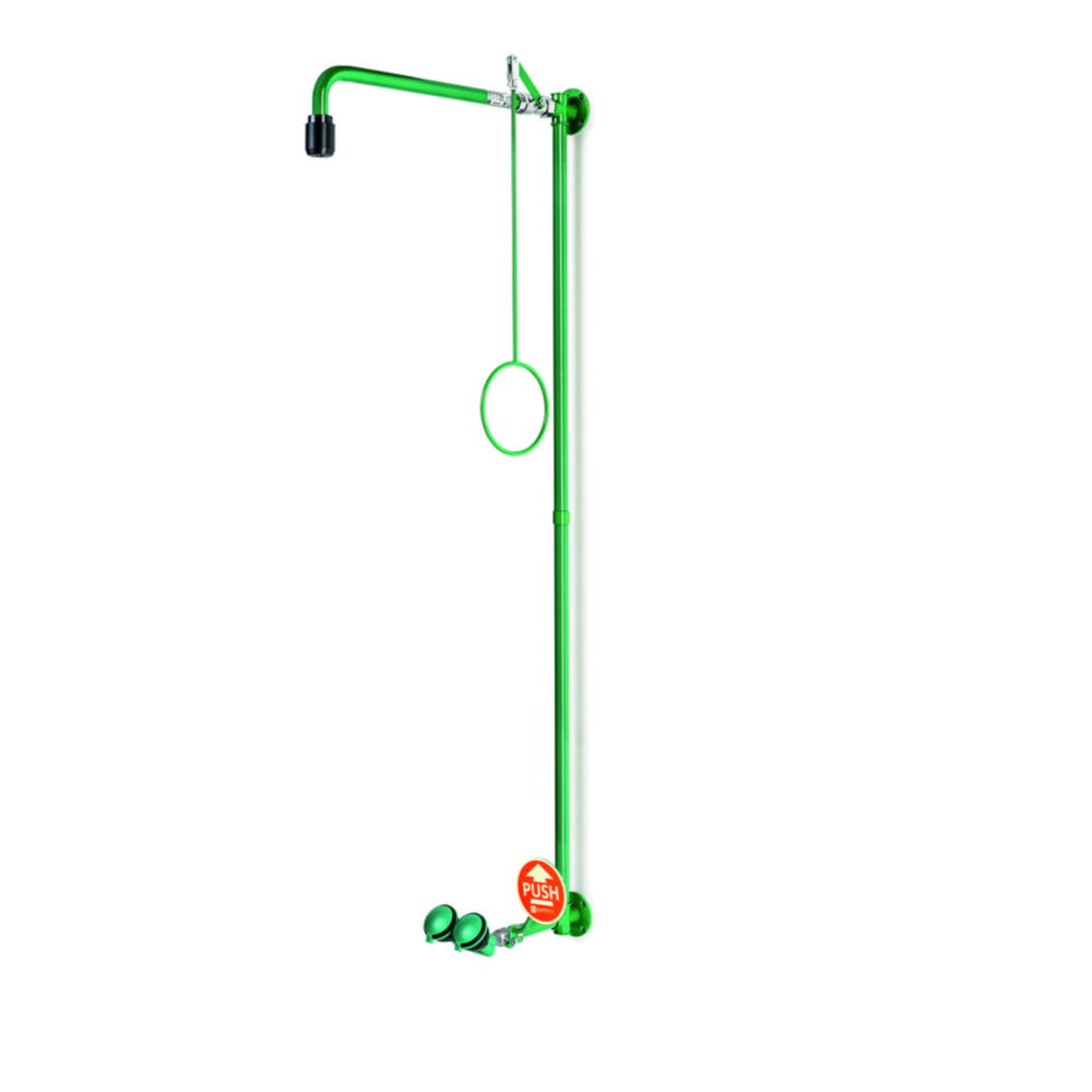 B-Safety Body Emergency Shower ClassicLine with Eye Shower for Wall Mounting, Finery, Green