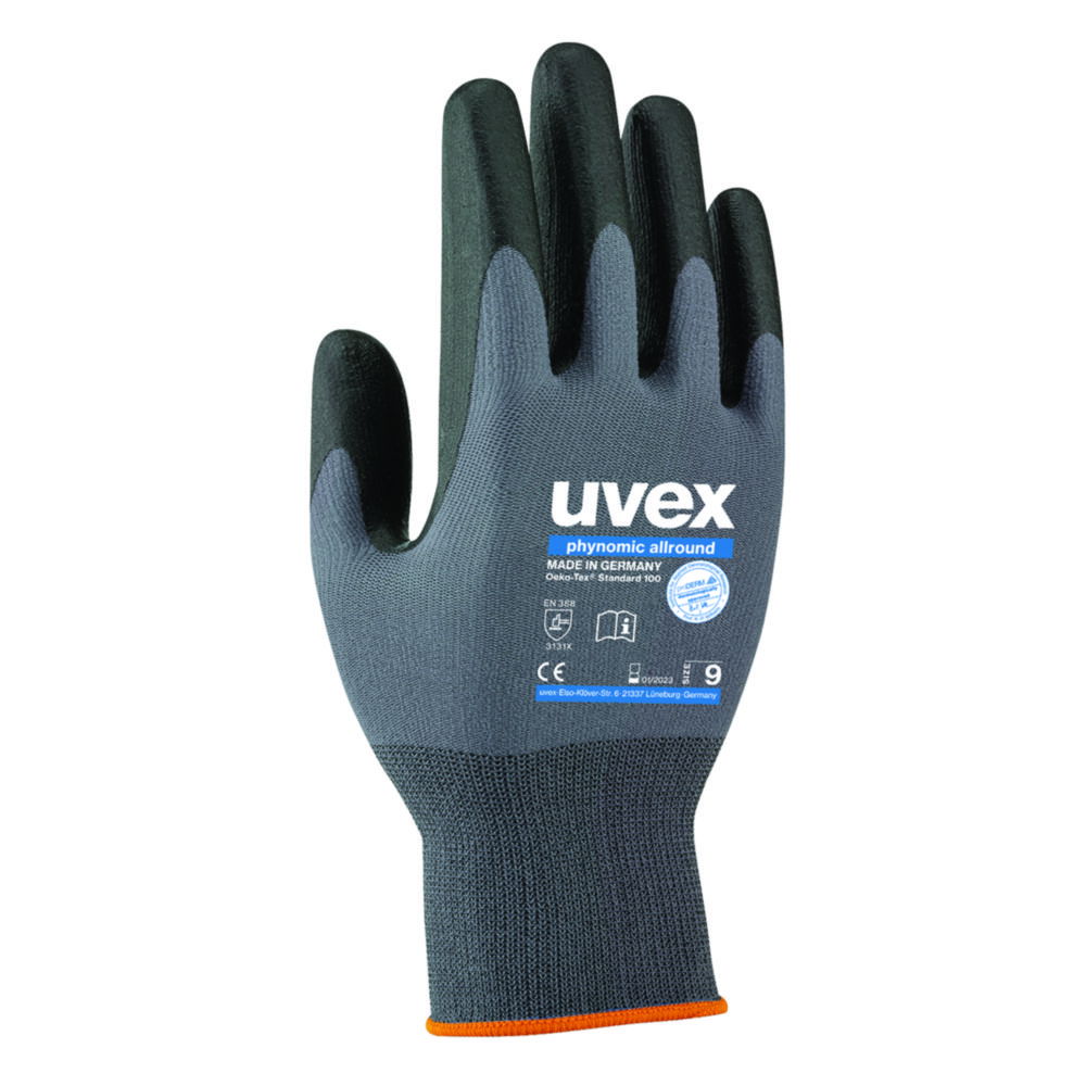 Uvex Protective Gloves Phynomic Allround, Size 06, Grey/Black, Pair