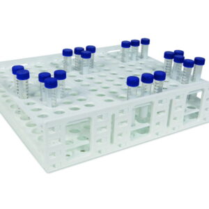 Heathrow Scientific Mega Rack PP Single for 120 x 15ml (18–20mm) Tubes, White, Autoclavable