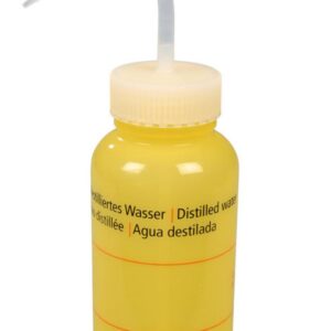 Bürkle Wide-Neck Wash Bottle 500 ml, LDPE, "Distilled Water", Transparent Closure, LaboPlast