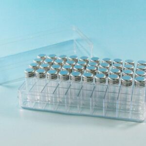Schuett-Biotec Storage Cases "Box" from PP for 49 Culture Tubes 50x14 mm Black, with Snap-on Lid, Stackable, Pack of 2
