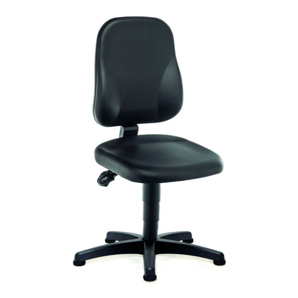 LLG Lab Chair, Artificial Leather, Black, w. Gliders, Seat Height 440-620mm
