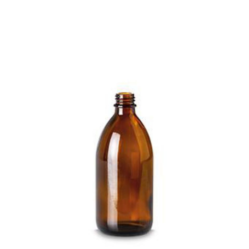 RIXIUS Amber Glass Narrow‑Neck Bottle 250 mL, DIN 22, Without Cap 9072161 (Pack of 42)