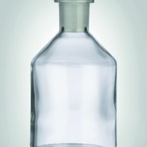 Bottle with sloping shoulder 50 ml narrow neck, clear glass, (d) 41 mm, (h) 77 mm, with ground-in flat glass stopper