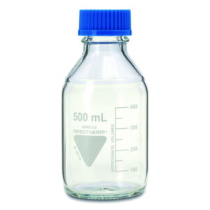 Scherf Präzision Laboratory Bottle 10,000 mL with Blue Ring and Cap, Boro 3.3, GL 45