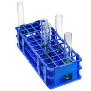 Bel-Art Test Tube Rack 40 Places, D: 20 mm, 4 x 10, Blue, Autoclavable