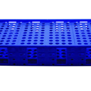 Heathrow Scientific Mega Rack, PP Double for 240 x 10ml, 13-16mm Tubes, Blue, Autoclavable, Pack of 1
