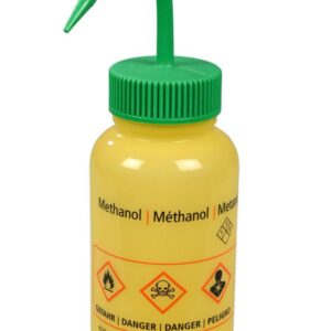Bürkle Spray Bottle 500 ml, LDPE Wide Neck, "Methanol", Closure Green, LaboPlast