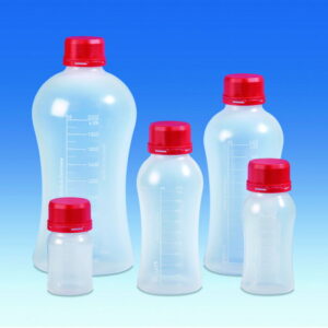 VITLAB VitGrip Laboratory Bottles 500 ml PP with Originality Closure GL45, Pack of 6