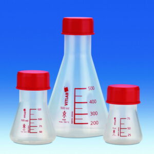 VITLAB Erlenmeyer Flask 500 ml PMP GL 45 with Screw Cap PP