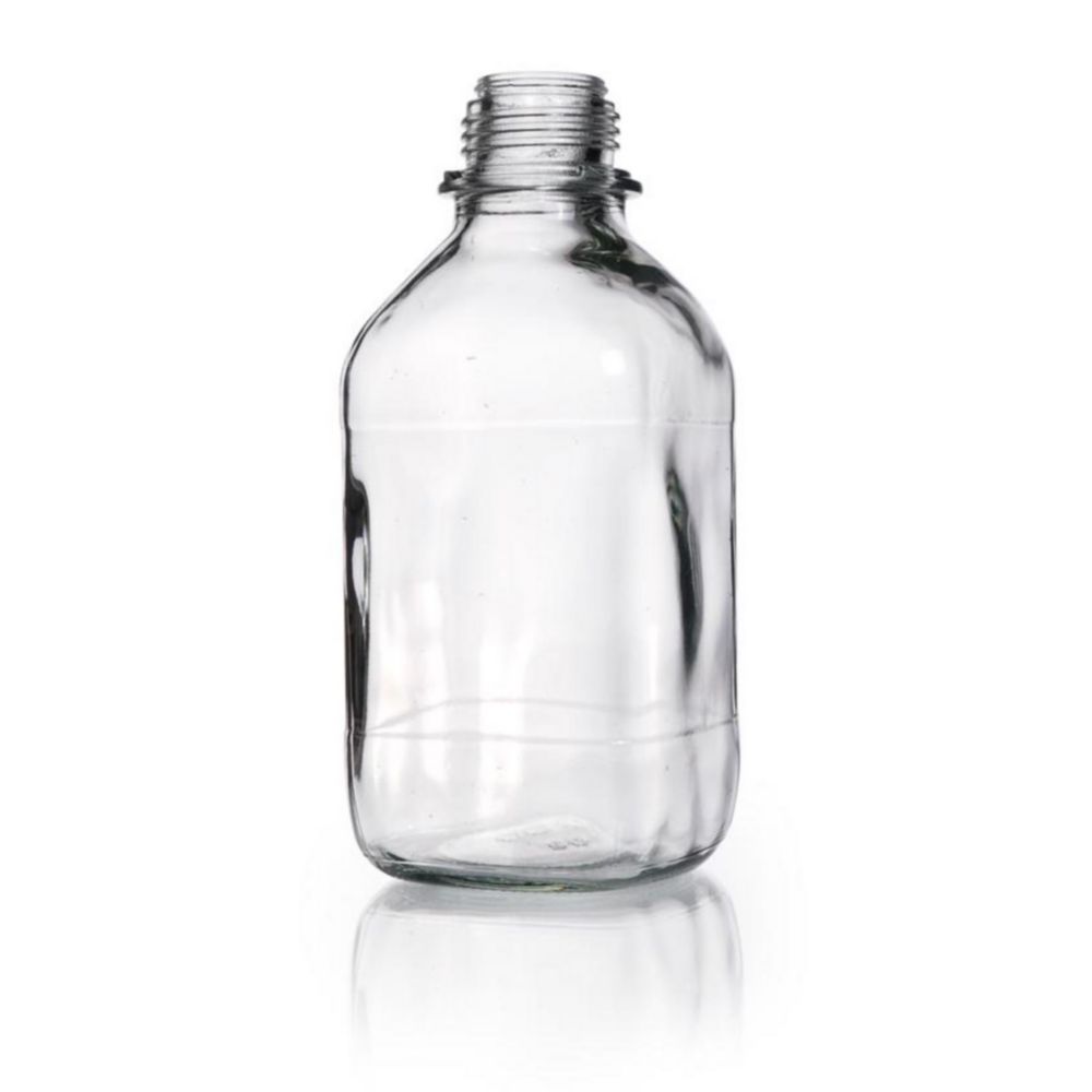 DWK Duran Square Screw Cap Bottle, Narrow Neck, Soda Lime Glass, Clear with Dust Proof Cap, 1000 mL