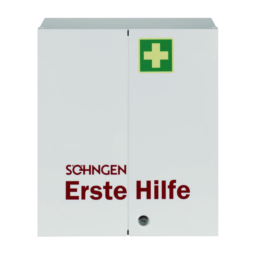 W.Söhngen First Aid Cabinet ROM Industry Norm Filled, DIN 13169, Steel Sheet, White, 404 x 462 x 170 mm