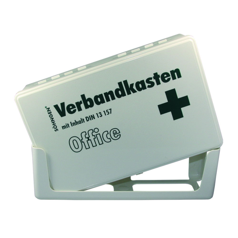 W.Söhngen Office First Aid Box DIN 13157 with Wall Bracket – White Plastic