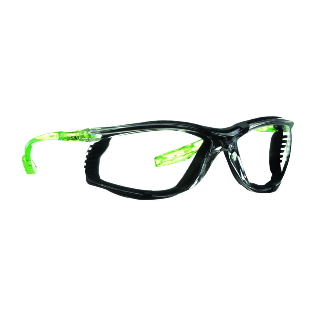 3M Safety Glasses SCCS01SGAF-GRN-F CCS Lime Green Temples, Clear Lens, Integrated Attachment for 3M Ear Plugs with Cord