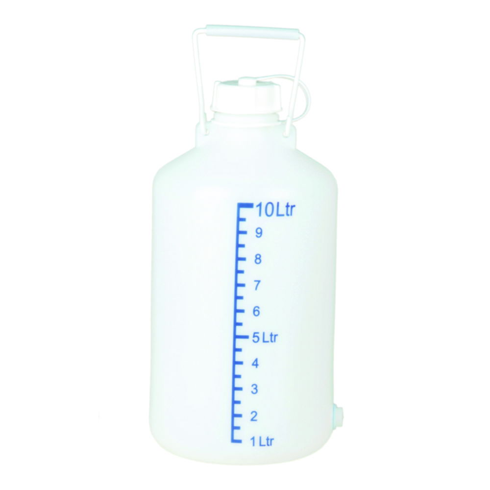 Hünersdorff Aspirator Bottle PE 25 L Natural with Carrying Handle Without Stopcock UV Protection with Printed Scale