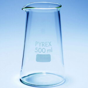 DWK Beaker 500 ml Conical Shape Pyrex Borosilicate Glass with Spout Pack of 10