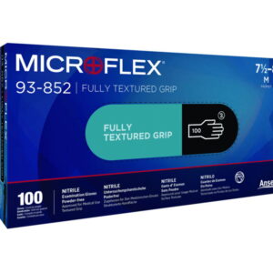 Ansell Microflex, Size 7½-8 (M), Black Double-sided Nitrile Gloves, Powder-free, Length 245mm, Wall Thickness 0.12mm