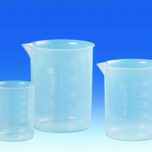 VITLAB Griffin Cups 50 ml PP, Highly Transparent with Raised Scale, Pack of 12