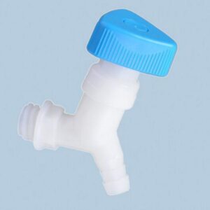 Stopcock curved, handle above with beak connection 12mm wide thread