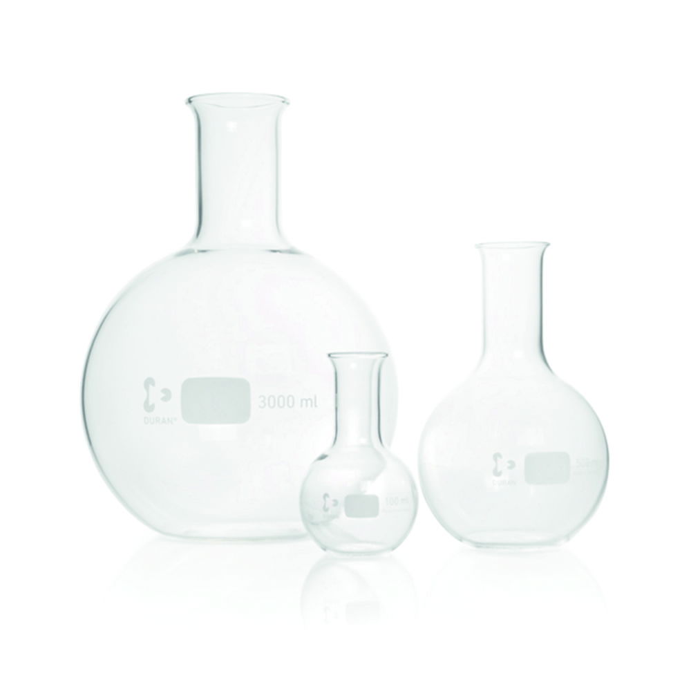 DWK Duran Flat Bottom Flasks, Narrow Neck, Cap. 5000 ml