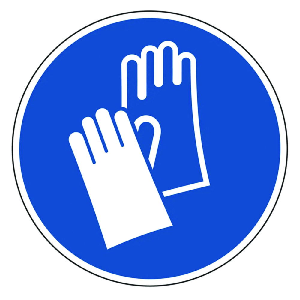 Mandatory-sign "use hand protection" PVC foil, self adhesive, Ø 50mm acc.to ASR/ISO-M009