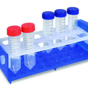 Heathrow Scientific Tube Rack OneRack Multi Blue/Transparent (30.9 x 10.7 x 7.7 cm / 12.2 x 4.2 x 3 inches) with 6 Inserts (2 Diameter, 20 x 13mm, 20 x 17mm, 6 x 30mm)