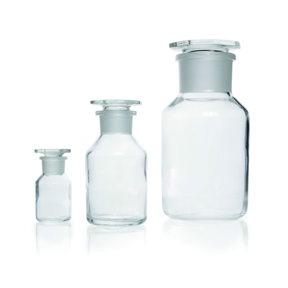 DWK Duran 500 mL Wide Neck Clear Reagent Bottle with Glass Stopper