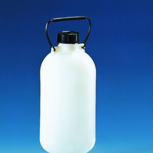 BRAND Storage Bottle 5 L PE-HD Narrow Neck with Screw Cap and Carrying Handle without Stopcock (Ø165mm, H335mm, Inner Neck Ø45mm)